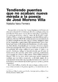 Portada:Tendiendo puentes que no acaban: nueva mirada a la poesía de José Moreno Villa / Natalia Vara Ferrero