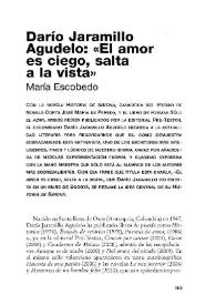 Portada:Darío Jaramillo Agudelo : "El amor es ciego", salta a la vista / María Escobedo