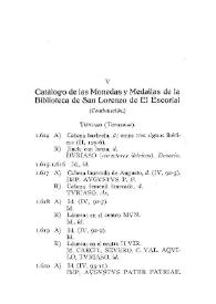 Portada:Catálogo de las monedas y medallas de la Biblioteca de San Lorenzo de El Escorial [IV] / Fr. Arturo García de la Fuente, O.S.A.