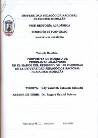 Portada:Propuesta de modelo de programas analíticos en el marco del rediseño de las carreras de la Universidad Pedagógica Nacional Francisco Morazán