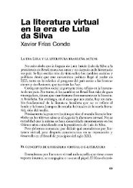 Portada:La literatura virtual en la era de Lula da Silva : = A literatura virtual na era da Lula da Silva / Xavier Frías Conde