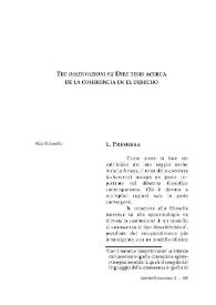 Portada:Tre Osservazioni su \"Diez tesis acerca de la coherencia en el derecho\" / Aldo Schiavello