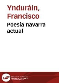 Portada:Poesía navarra actual / Francisco Ynduráin