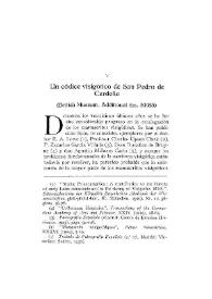 Portada:Un códice visigótico de San Pedro de Cardeña. (British Museum, Additional ms. 30055) / Walter Muir Whitehill