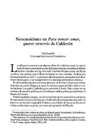 Portada:Neoestoicismo en "Para vencer amor, querer vencerle" de Calderón / Ysla Campbell