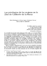 Portada:Los privilegios de las mujeres en la obra de Calderón de la Barca / Elisa Domínguez de Paz y Leonor Rodríguez Corona