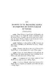 Portada:Inventario de los documentos escritos en pergaminos del Archivo Catedral de Valencia [IX] [Continuación] / Elías Olmos Canalda