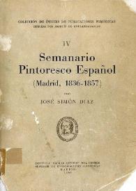 Portada:Semanario pintoresco español (Madrid, 1836-1857) / por José Simón Díaz