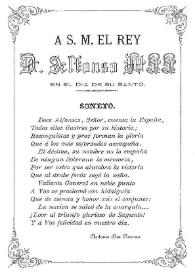 Portada:A S.M. el Rey D. Alfonso XII en el día de su santo. Soneto / Antonio Ros Romero