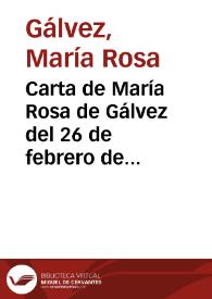 Portada:Carta de María Rosa de Gálvez del 26 de febrero de 1805 al Gobernador del Consejo de Castilla solicitando licencia para representar la comedia \"La familia a la moda\", rechazada por el Vicario Eclesiástico de Madrid, fechada en 26 de febrero de 1805