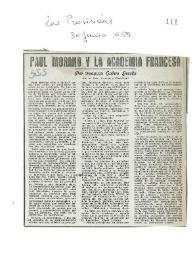 Portada:Paul Morand y la Academia francesa / Por Joaquín Calvo Sotelo