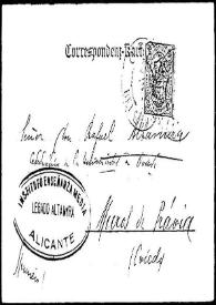 Portada:Tarjeta postal de R. S. a Rafael Altamira. Gmunden (Austria), agosto de 190-?