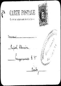Portada:Tarjeta postal a Rafael Altamira. [28 de febrero de 1902]