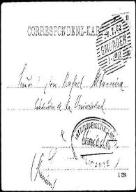 Portada:Tarjeta postal de A. [Farinchi?] a Rafael Altamira. [Austria], 20 de julio de 1902