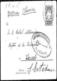 Portada:Tarjeta postal de J. Castillejo a Rafael Altamira. Nuremberg, agosto, 1903