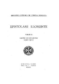 Portada:Epistolari Llorente. Volum II. Cartes de llevantins (1901-1911)