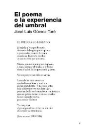 Portada:El poema o la experiencia en el umbral / José Luis Gómez Toré