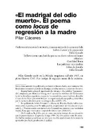 Portada:"El madrigal del odio muerto". El poema como "locus" de regresión a la madre / Pilar Cáceres