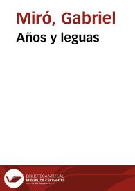 Portada:Años y leguas / Gabriel Miró