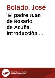 Portada:\"El padre Juan\" de Rosario de Acuña. Introducción y notas biográficas / José Bolado