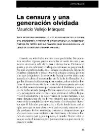 Portada:La censura y una generación olvidada / Mauricio Vallejo Márquez
