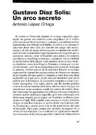 Portada:Gustavo Díaz Solís : Un arco secreto / Antonio López Ortega