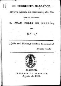Portada:Núm. 1 agosto de 1832