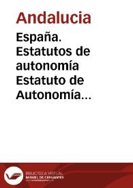 Portada:Estatuto de Autonomía para Andalucía