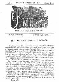 Portada:Añ I, núm. 2 (Dilluns 8 de Chiner de 1877)  [sic]