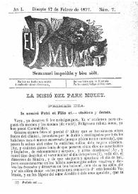 Portada:Añ I, núm. 7 (Disapte 17 de Febrer de 1877) [sic]