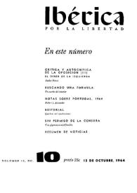 Portada:Volumen 12, Nº 10, 15 de octubre de 1964