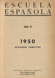 Portada:Año X, Índice del Segundo semestre de 1950