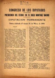 Portada:Diario de sesiones del Congreso de los Diputados : Diputación Permanente.
