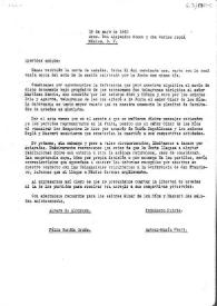 Portada:Carta de los representantes de la Junta Española de Liberación a Alejandro Otero y Carlos Esplá. San Francisco, 16 de mayo de 1945