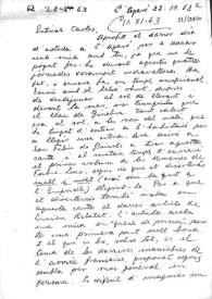Portada:Carta de Eugenio Xammar a Carlos Esplá. 22 de octubre de 1963
