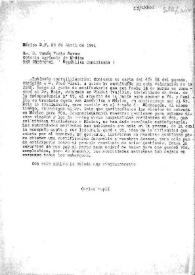 Portada:Carta de Carlos Esplá a D. Tomás Yuste Navas. México, 23 de abril de 1941