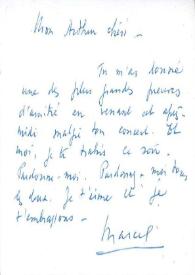 Portada:Tarjeta dirigida a  Arthur Rubinstein. París (Francia)