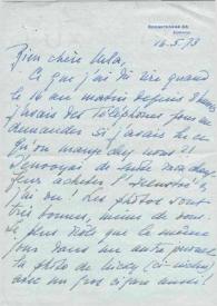 Portada:Carta dirigida a Aniela Rubinstein. Zürich (Suiza), 16-05-1973