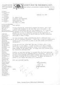 Portada:Carta dirigida a Walter Prude(Hurok Concerts  Inc). Houston (Texas), 12-02-1976