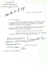 Portada:Carta dirigida a Arthur Rubinstein. París (Francia), 23-07-1979