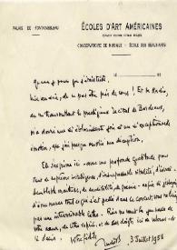 Portada:Carta dirigida a Arthur Rubinstein. Fontainebleau (Francia), 03-07-1958