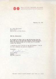 Portada:Carta dirigida a Arthur Rubinstein. Nueva York, 20-02-1968