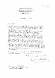 Portada:Carta dirigida a Aniela Rubinstein. Washington, 03-02-1983