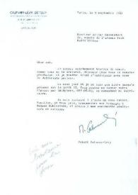 Portada:Carta dirigida a Arthur Rubinstein. París (Francia), 09-09-1969