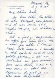 Portada:Carta dirigida a Aniela Rubinstein. París (Francia), 27-05-1969