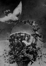 Portada:Plano medio de Arthur Rubinstein y Sylvia Mann enmarcados en un círculo sobre una cesta de flores