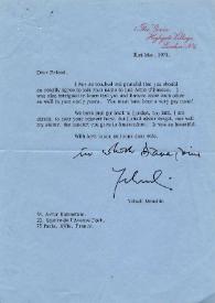 Portada:Carta dirigida a Arthur Rubinstein. Londres (Inglaterra), 31-05-1971