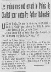 Portada:Les mélomanes ont envahi le Palais de Chaillot pour entendre Arthur Rubinstein
