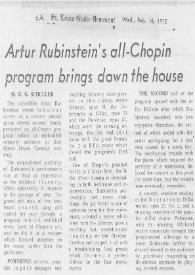 Portada:Arthur Rubinstein's all-Chopin program brings down the house