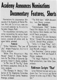 Portada:Academy announces nominations documentary features, shorts